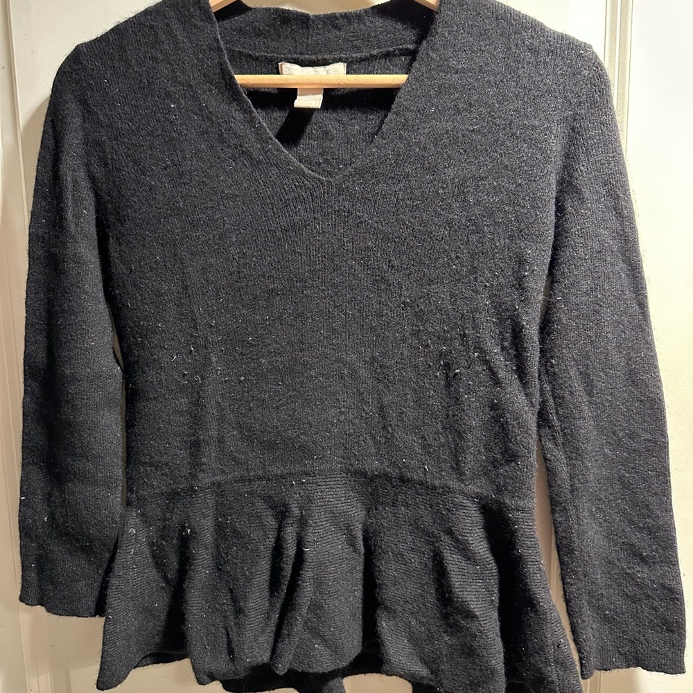 Banana Republic Black Peplum 3/4 Sleeve Blouse